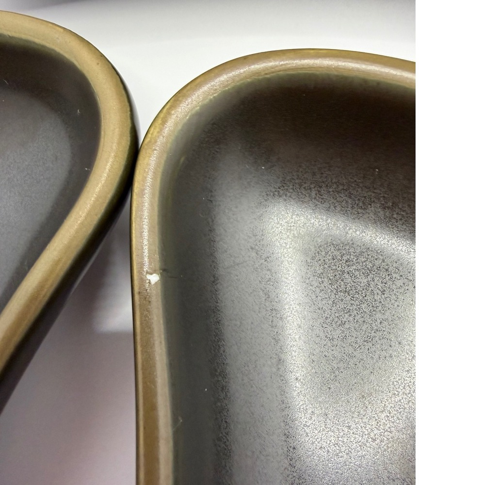 Vintage Rego Japan E263-44 Crescent Side Plates Matte Black Tan Rim Set of 4 - Picture 5 of 10